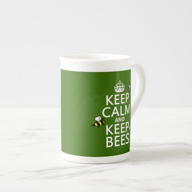 Keep Calm and Keep Bees - all colours Bone China Mug (Front Right)