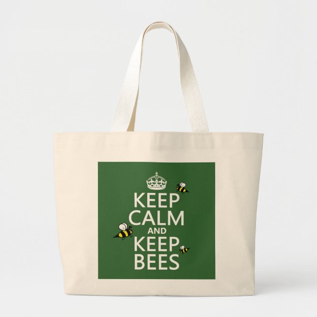 Keep Calm and Keep Bees - all colours Large Tote Bag (Front)