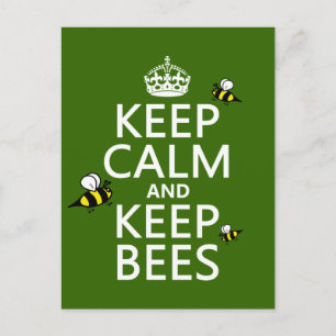 Keep Calm and Keep Bees - all colours Postcard