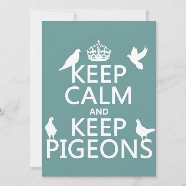 Keep Calm and Keep Pigeons - all colours Invitation (Front)