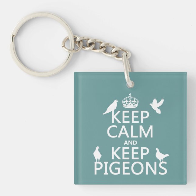 Keep Calm and Keep Pigeons - all colours Key Ring (Front)