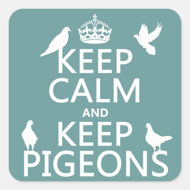 Keep Calm and Keep Pigeons - all colours Square Sticker (Front)