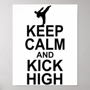 Keep Calm And Kick High Karate Fighter Martial Art Poster