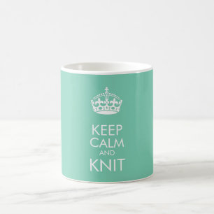 Keep calm and knit - customise text and colour coffee mug