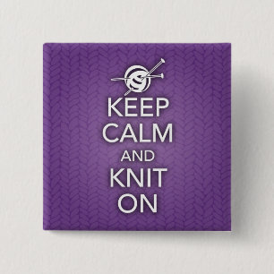 Keep Calm and Knit On Button