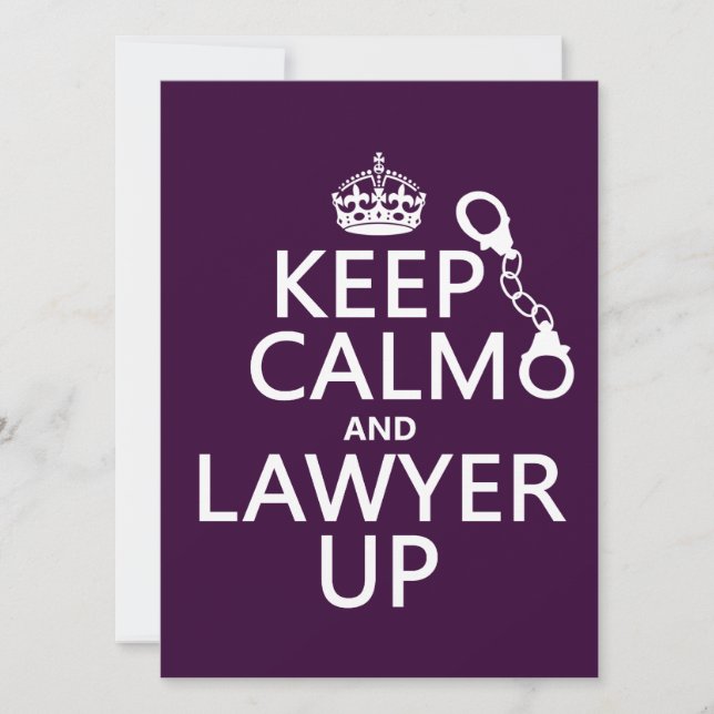 Keep Calm and Lawyer Up (any colour) Invitation (Front)