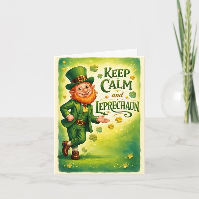 Keep Calm and Leprechaun St. Patrick's Day Card (Front)