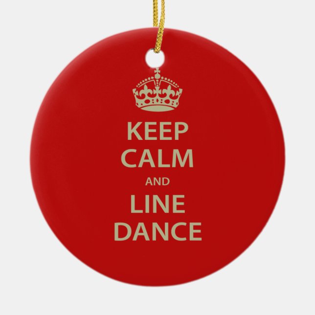 Keep Calm and Line Dance Ceramic Tree Decoration (Front)