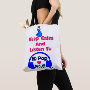♪♥Keep Calm and Listen to KPop  Tote Bag