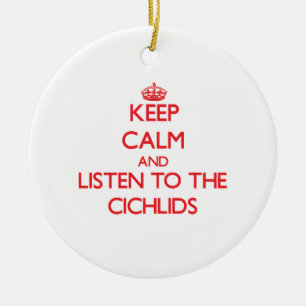 Keep calm and listen to the Cichlids Ceramic Tree Decoration