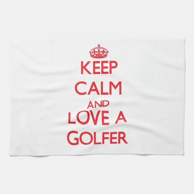 Keep Calm and Love a Golfer Tea Towel (Horizontal)