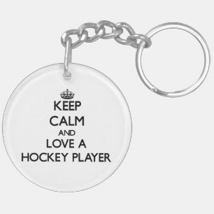 Keep Calm and Love a Hockey Player Key Ring
