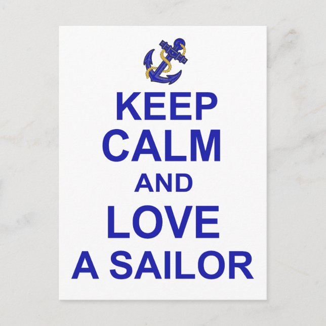 Keep Calm and Love a Sailor Postcard (Front)