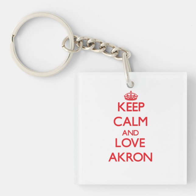 Keep Calm and Love Akron Key Ring (Front)