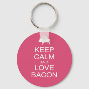 Keep Calm and Love Bacon Print Gift Design Pork Key Ring