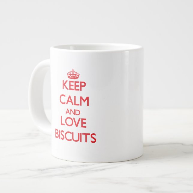 Keep calm and love Biscuits Large Coffee Mug (Front Left)