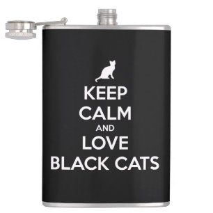 Keep calm and love black cats hip flask