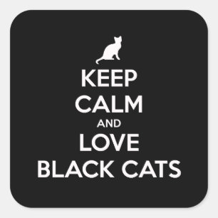 Keep calm and love black cats square sticker