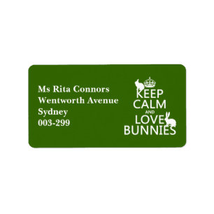 Keep Calm and Love Bunnies - all colours Label