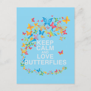 Keep Calm and Love Butterflies Butterfly Art Print Postcard