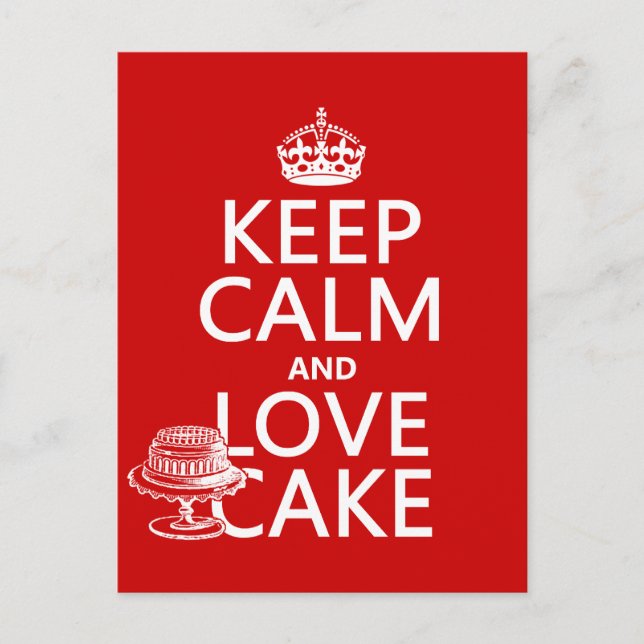 Keep Calm and Love Cake Postcard (Front)