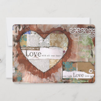 Keep Calm and Love, Card, Inviatation, heart, lace