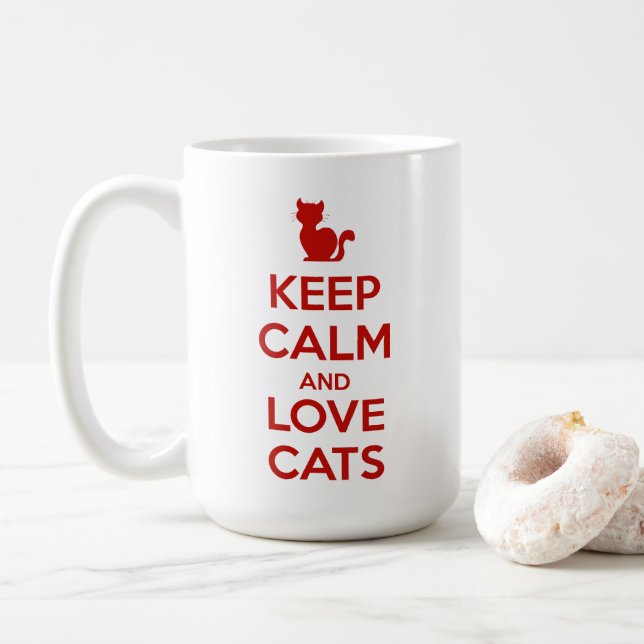 Keep Calm and Love Cats Coffee Mug (With Donut)