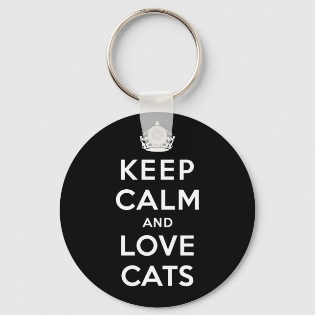 Keep Calm and Love Cats Key Ring (Front)