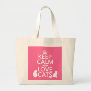Keep Calm and Love Cats Large Tote Bag