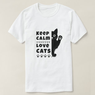 Keep Calm and Love Cats Minimal Cat Lover T-Shirt