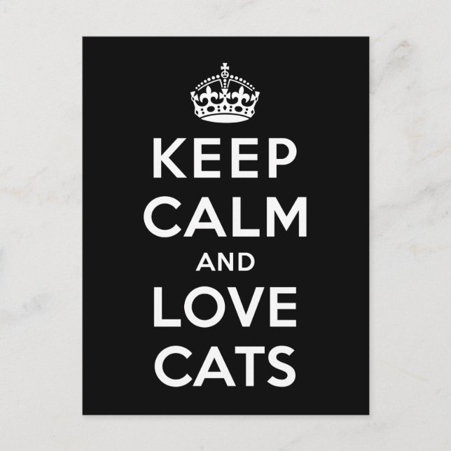 Keep Calm and Love Cats Postcard (Front)