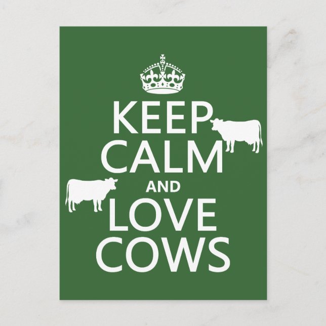 Keep Calm and Love Cows (all colours) Postcard (Front)