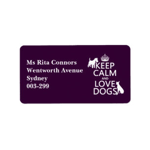 Keep Calm and Love Dogs - all colours Label