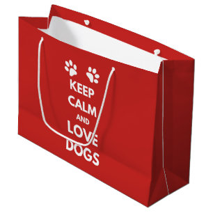 Keep calm and love dogs large gift bag