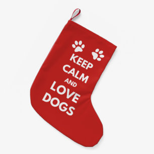 Keep calm and love dogs small christmas stocking