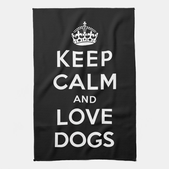 Keep Calm and Love Dogs Tea Towel (Vertical)