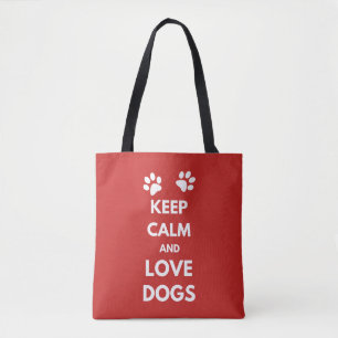Keep calm and love dogs tote bag