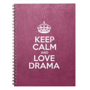Keep Calm and Love Drama, Pink Leather, Typography Notebook