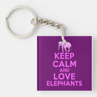 Keep Calm and Love Elephants Key Ring
