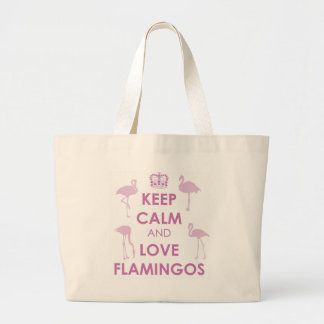Keep Calm and Love Flamingos Large Tote Bag