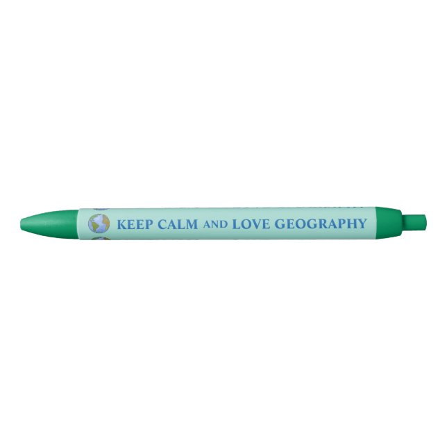 Keep Calm and Love Geography Customisable Black Ink Pen (Front)
