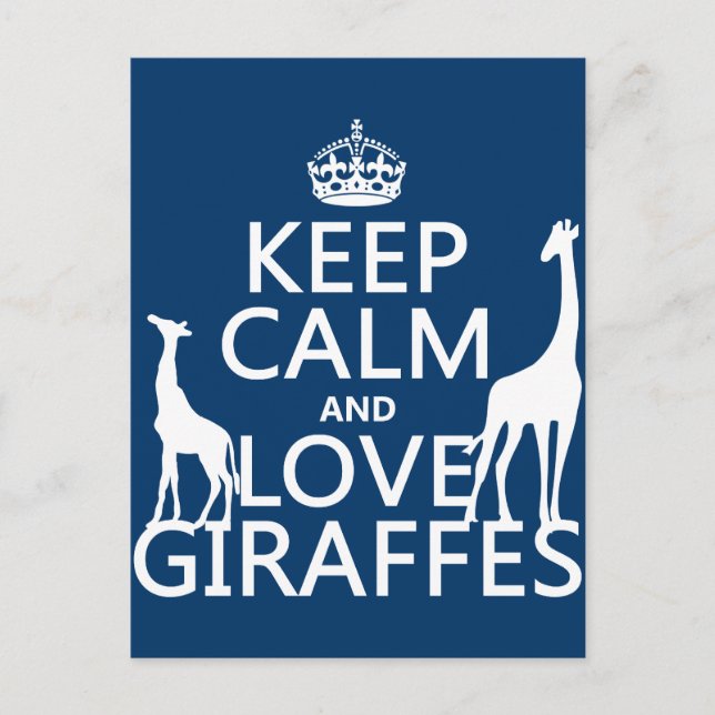 Keep Calm and Love Giraffes - all colours Postcard (Front)