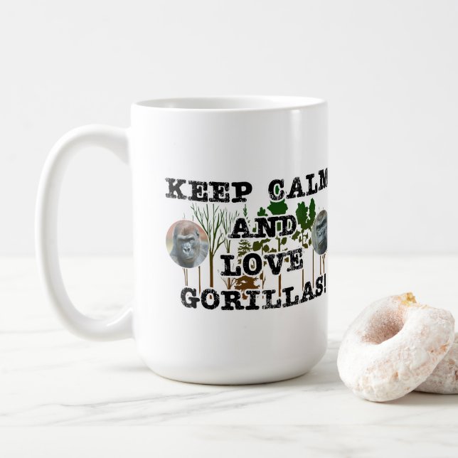 "Keep calm and love gorillas Coffee Mug (With Donut)