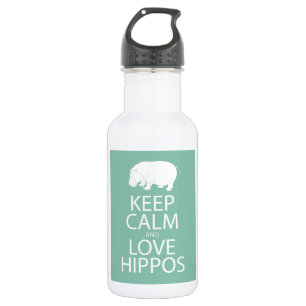 Keep Calm and Love Hippos Print Hippopotamus 532 Ml Water Bottle