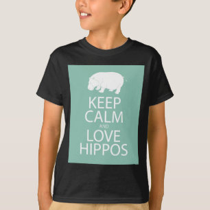 Keep Calm and Love Hippos Print Hippopotamus T-Shirt
