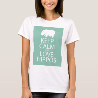 Keep Calm and Love Hippos Print Hippopotamus T-Shirt