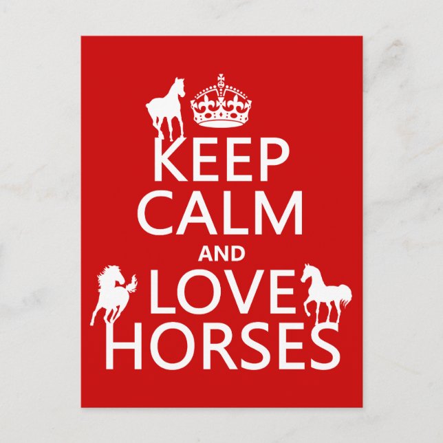 Keep Calm and Love Horses - all colours Postcard (Front)