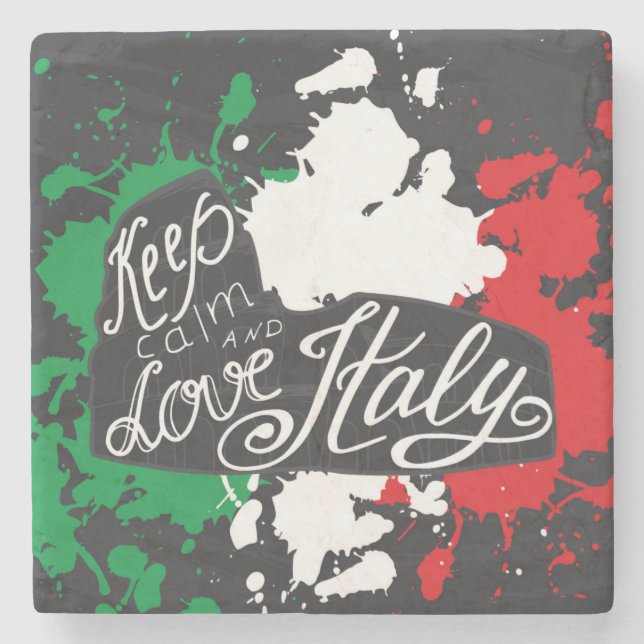 Keep Calm and Love Italy Stone Coaster (Front)