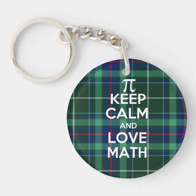 Keep Calm and Love Math tartan plaid Key Ring (Front)