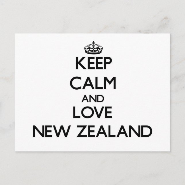 Keep Calm and Love New Zealand Postcard (Front)